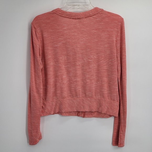 Charlotte Russe‎ Button Up Cardigan Sweater Pink White Striped Womens Size Large - Picture 2 of 3